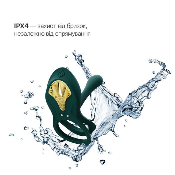 Смарт-ерекційне кільце Zalo BAYEK Turquoise Green, подвійне з ввідною частиною, пульт ДК | Зображення 4