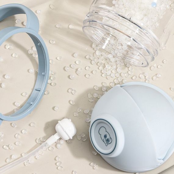 Детский поильник-непроливайка (250 мл) с тяжелой силиконовой трубочкой и ручками "Жираф" (Мятный) | Зображення 2