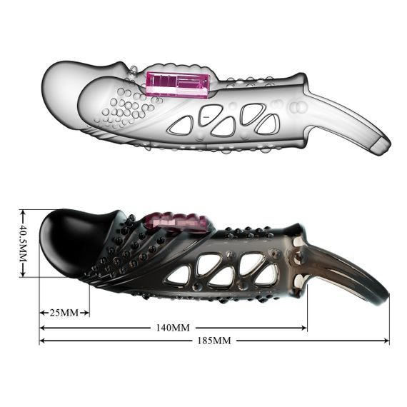 Насадка на член - Pretty Love Cecelia Vibrating Penis Sleeve Black sexstyle | Зображення 8