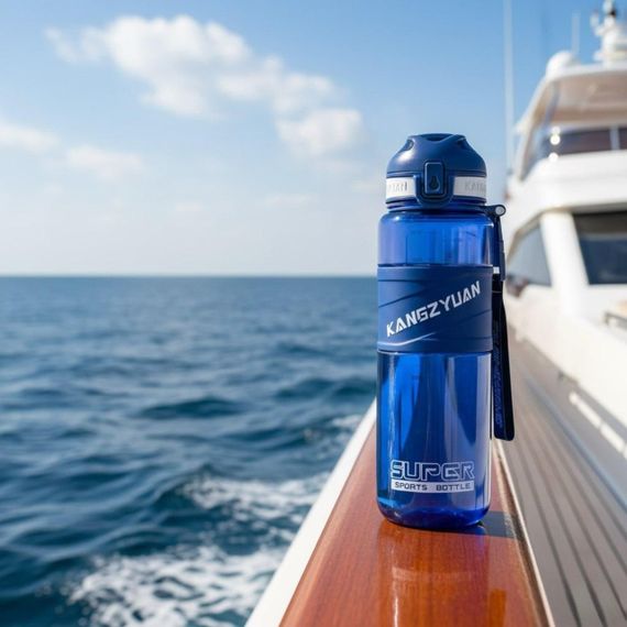 Спортивная бутылка KANGZYUAN 700 мл - Синяя Tritan BPA-free, ударопрочная эко-бутылка с фильтром и ремешком | Зображення 6
