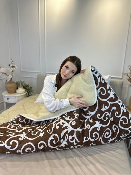 Ковдра євро відкрита зимова з вовни Leri Max 21512 195х210 см коричнева | Зображення 8