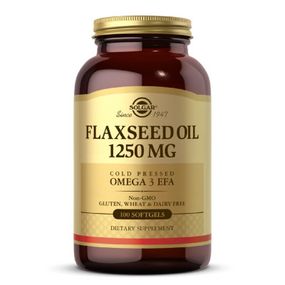 Травы Solgar Льняное Масло, Flaxseed Oil, 1250 мг, 100 гелевых капсул (SOL01070) - Топ Продаж!
