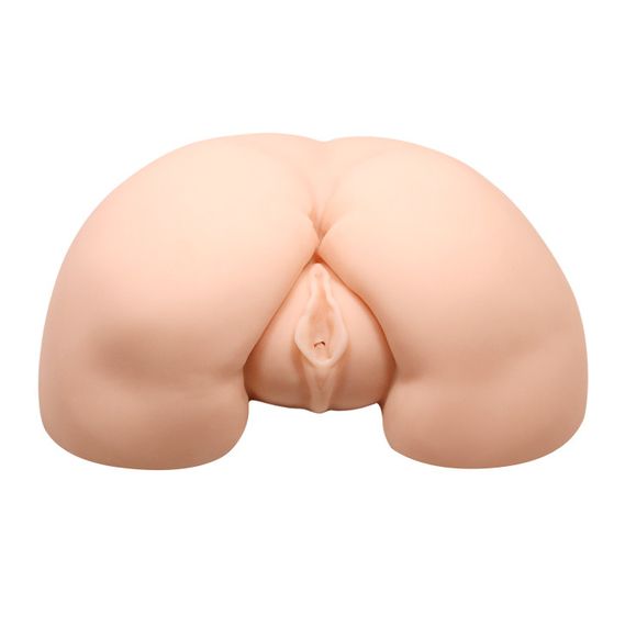 Мастурбатор попка с двумя отверстиями с вибрацией, бежевый, 25 × 22 см Sex Aura | Зображення 2