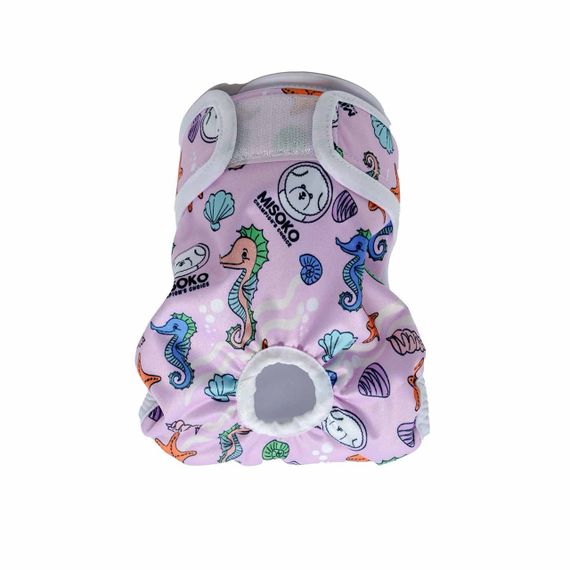 Багаторазовий підгузник для собак-самок Misoko&Co, малюнок морські коники, розмір S | Зображення 2