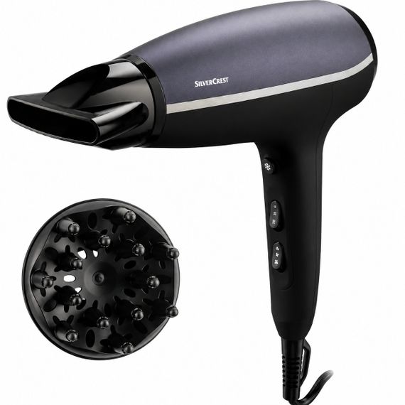 Фен для волос SilverCrest SHDB 2200 A1, 2200 Вт, холодный воздух, диффузор, концентратор