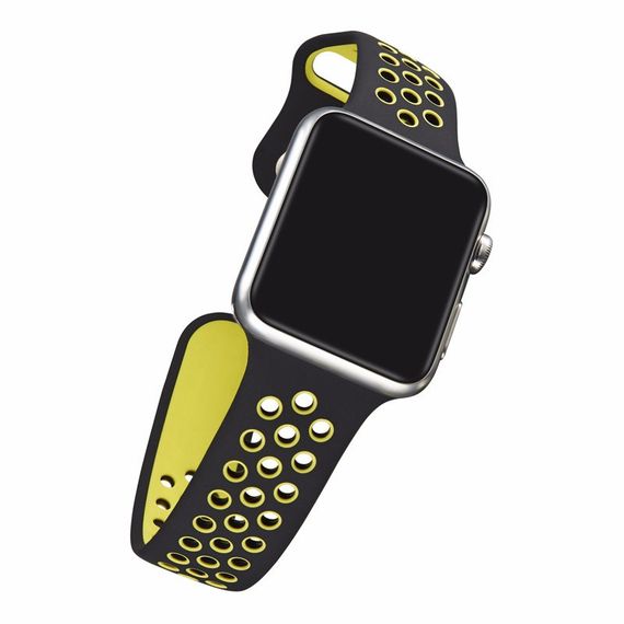 Спортивний ремінець з перфорацією Primo для годинника Apple Watch 42mm / 44mm / 45mm розмір S- Black&Yellow | Зображення 3