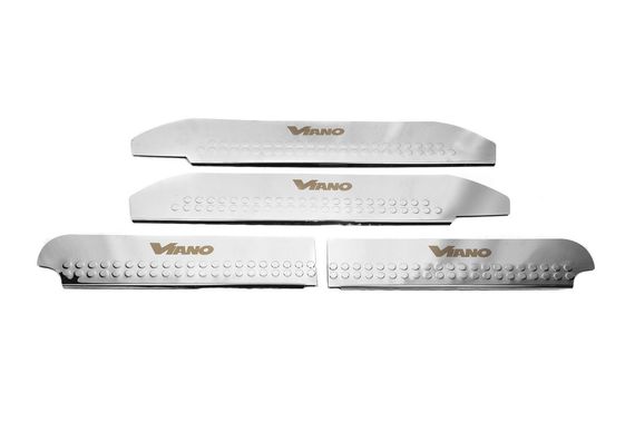 Накладки на внутренние пороги Carmos V1 (нерж) 3 шт, Carmos - Турецкая сталь для Mercedes Viano 2004-2015 гг | Зображення 2