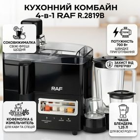 Электрическая соковыжималка 4в1 с блендером и кофемолкой RAF R.2819B 700W