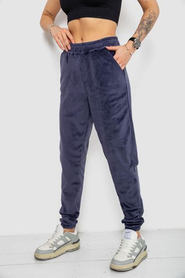 Спортивні штани жіночі велюрові, колір синій, 238R58646 | Зображення 2