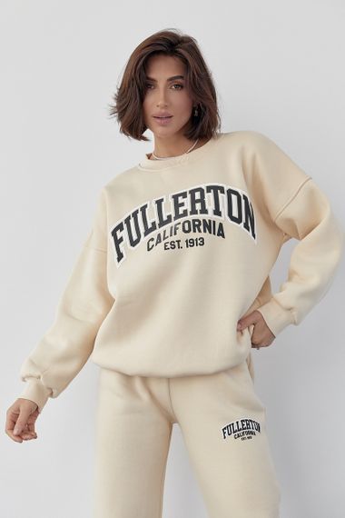 Женский спортивный костюм на флисе с принтом Fullerton California - кремовый цвет, L (есть размеры) | Зображення 5