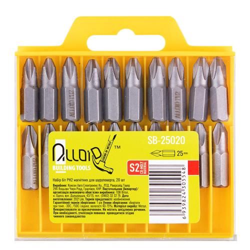 Alloid. Набір біт магнітних для шуруповерта  PH2  25мм, S2 (20шт) | Зображення 1