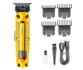 Аккумуляторная машинка для стрижки VGR V-904 GOLD, 4 насадки, 2000 mAh, LED дисплей