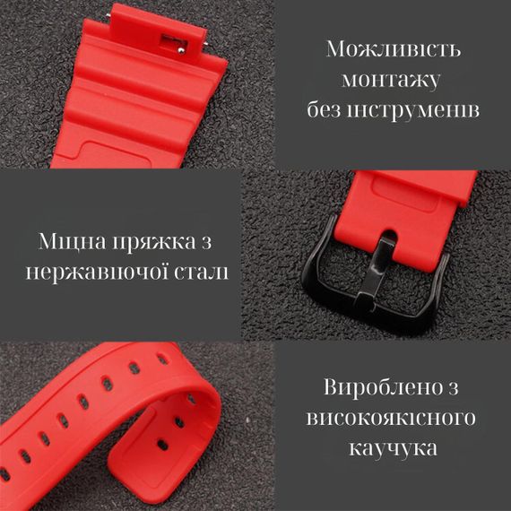 Ремешок + безель (рант) для Годинник C2asio G-Shock GA-2100/GA-2110 Red Black | Зображення 6