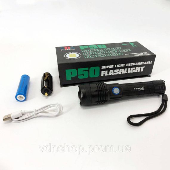 Лучший тактический фонарь, Фонарь ручной с функцией зарядки переносной с лед лампой PN-38 | Зображення 3