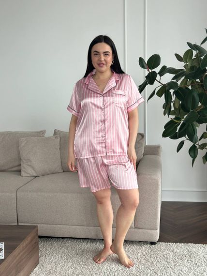 Рожева піжама для дівчат PLUS SIZE з шортами
