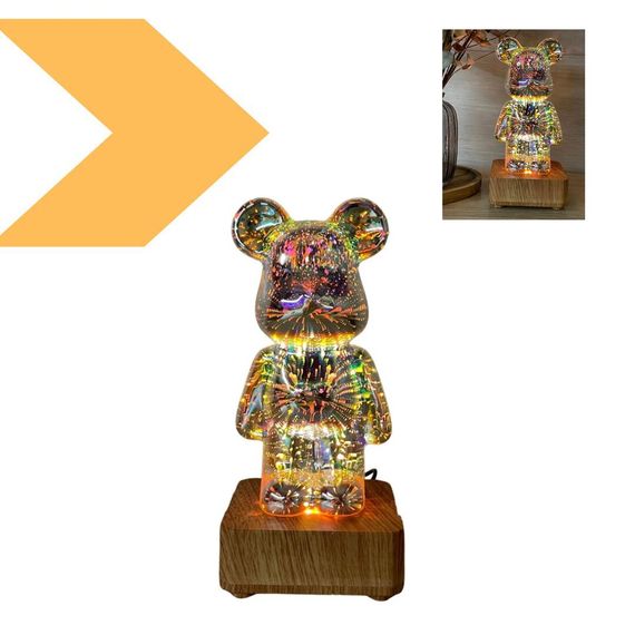 Ночник 3D Bearbrick Мишка KX197 8 кольорів RGB+Тепле світло (47075-KX197_410) | Зображення 1