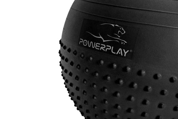 М'яч для фітнесу (фітбол) напівмасажний PowerPlay 4003 Ø75 cm Gymball  Темно-сірий + помпа | Зображення 2