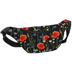 Сумка на пояс бананка Bumbag Маки, ромашки и васильки 27x16 см (BB_22S003_BL)