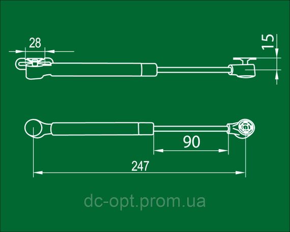 Амортизатор газовий для ДСП 120N зручний монтаж, 3 кріплення, сірий ДС ПреміумЛайн | Зображення 2