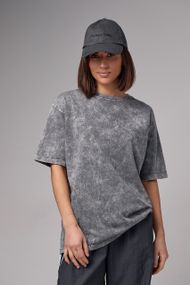 Хлопковая футболка в технике tie-dye - светло-серый цвет, L (есть размеры)