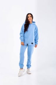 Женский теплый спортивный костюм на флисе худи и штаны NB23038 цвет голубой, размер 54/56