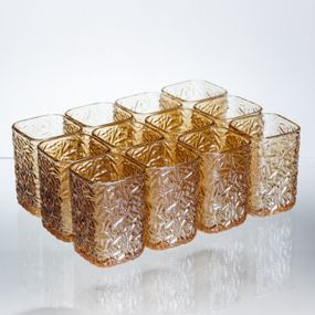 Набір склянок для напоїв Matrix Glass 12 штук по 195 мл коричневий HP-17-44