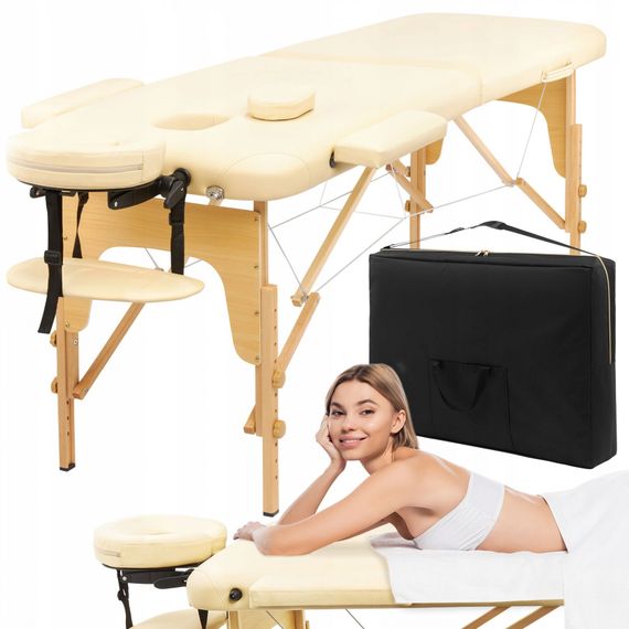 Масажний стіл складаний 4FIZJO Massage Table Wood W70 Beige TABLEW70BEIGE (P-5907739318343)