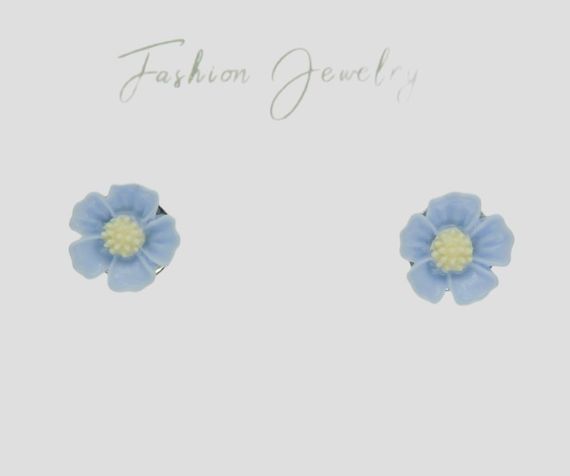 Дитячі сережки Сережки гвоздики пусети Liresmina Jewelry блакитні квіточки 0.8 см