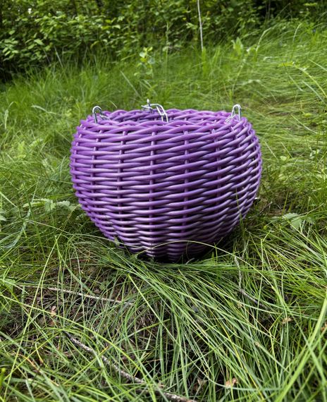 Підвісне кашпо Фіолетове 5л плетене кашпо з гачками з ротангу для балкона саду дому | Зображення 1