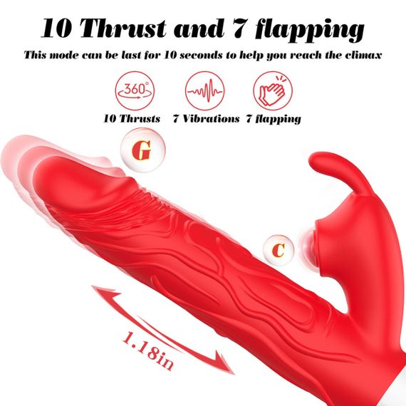 Вібратор B-Series Silicone Vibrator, силіконовий, 10 thrusting and7 Flapping Sex Aura | Зображення 7