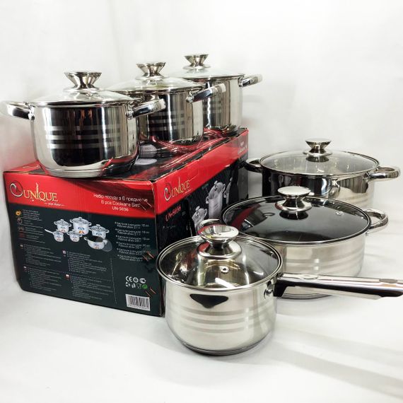 Набор посуды UNIQUE UN-5036 из нержавеющей стали с толстым 5-ти слойным дном. | Зображення 2