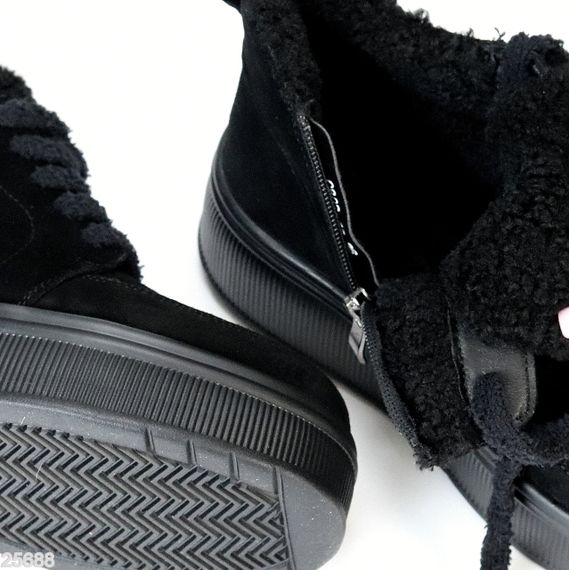 Молодежные черные замшевые зимние ботинки на платформе | Зображення 2