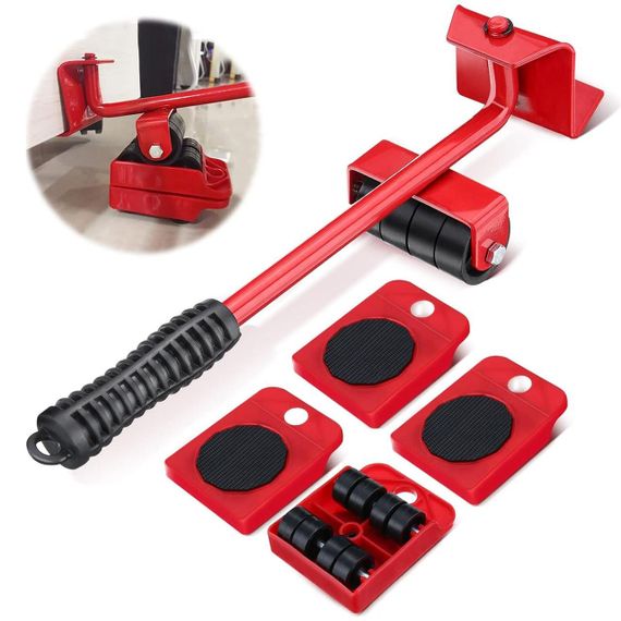 Набір для переміщення меблів 5в1, до 150 кг, MOVING HELPERS / Переносний підйомник для легкого траспортування / Домашній домкрат