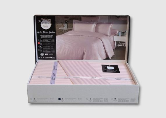 Постельное белье Cotton Shine Stripe Satin 200х220 Pudra | Зображення 2