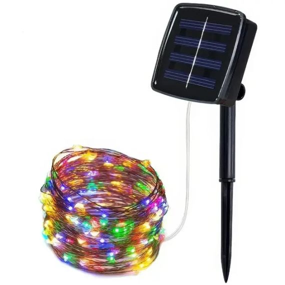 Уличная гирлянда с солнечной панелью / Светодиодные гирлянды с RGB подсветкой 10м 100LED (SFK-15)