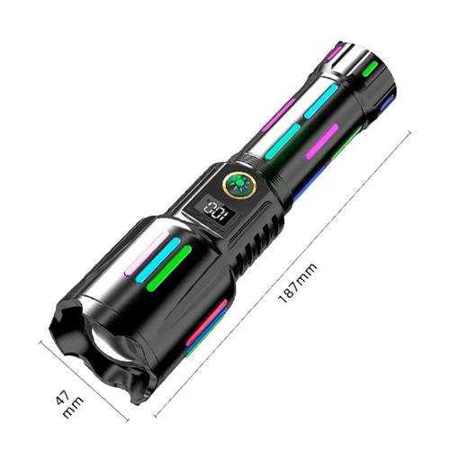 Фонарь ручной с флуоресцентной окраской W515, PM10-TG, zoom, индикация заряда, АКБ 18650, ЗУ Type-C | Зображення 1