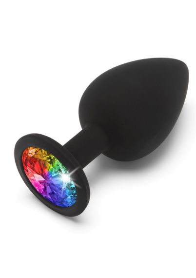 Анальна пробка Toy Joy Rainbow Booty Jewel з райдужним кристалом, чорний, Large Sex Aura