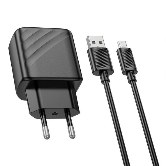 МЗП Hoco CS21A Rich QC3.0 18W (1USB-A) + кабель USB to MicroUSB Black | Зображення 4