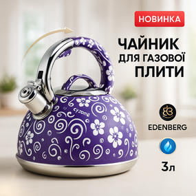 Чайник газовий 3 літри, Гарний чайник для плит, Чайник металевий газовий 3 л зі свистком YC-10
