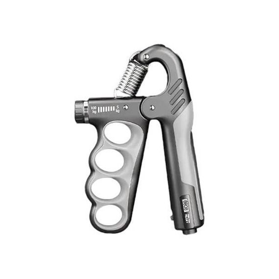 Еспандер пружинний кистьовий з лічильником та регулятором навантаження 5-100кг Сірий