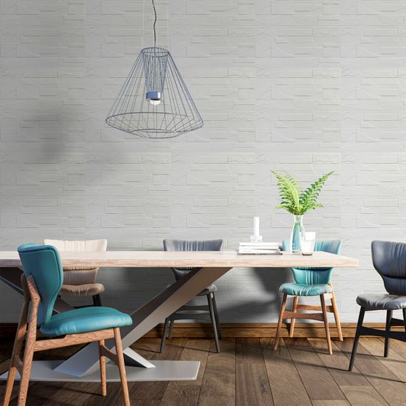 Самоклеюча декоративна 3D панель камінь Біла бита цегла700х770х5мм (180) SW-00000426 | Зображення 4