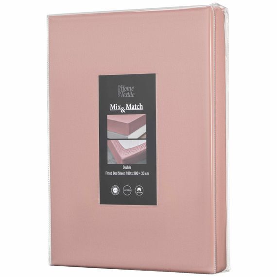 Простирадло на резинці Ardesto Mix&Match Premium, 180x200+30см, 100% бавовна, сатин, рожевий світлий (ART1820FSU)