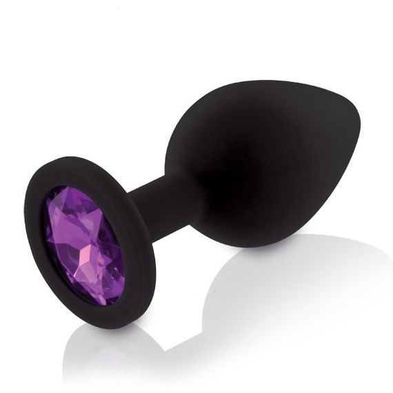 Набор силиконовых анальных пробок с кристаллом Rianne S: Booty Plug Set Black, диаметр 3,2см, 3,5см, 4,2см, Черный | Зображення 1