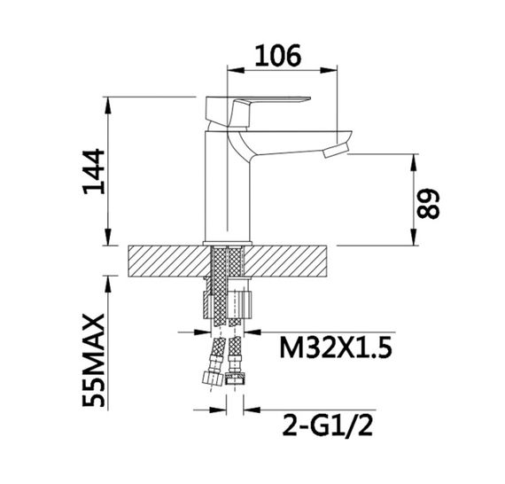Змішувач для раковини Lidz Latwa 001 (k35) LDLAT001WHI45423 White | Зображення 2
