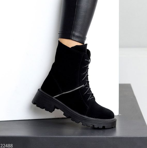 Стильні чорні черевики на кожен день натуральна замша на флісі | Зображення 7