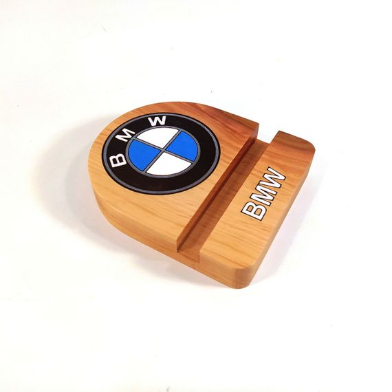 Підставка тримач під смартфон планшет логотип BMW 10х12 см Майстерня містера Томаса Дерево Лак | Зображення 2