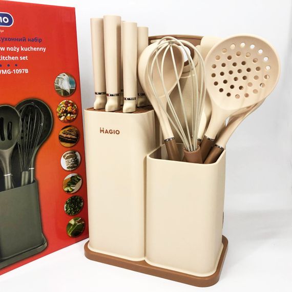 Кухонные наборы на подставке Magio MG-1097I, Набор силиконовых форм для кухни, Кухонные AQ-236 приборы силикон | Зображення 3