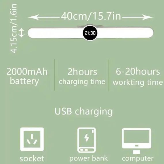 Портативная лампа B20 with clock 1800mAh White | Зображення 4