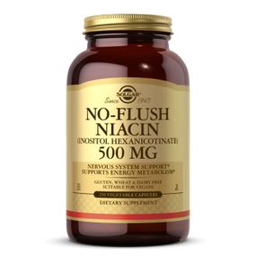 Ніацін Solgar No-Flush Niacin (Vitamin B3) (Inositol Hexanicotinate) 500 mg 250 Veg Caps
