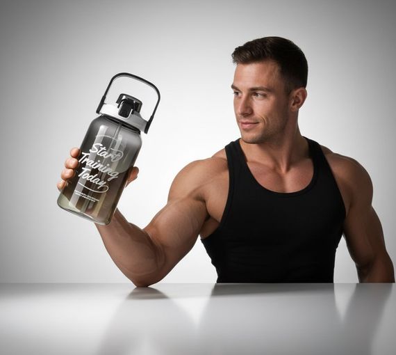Спортивная бутылка для воды START TRAINING (1500 мл) - Черная с ручкой | Зображення 6
